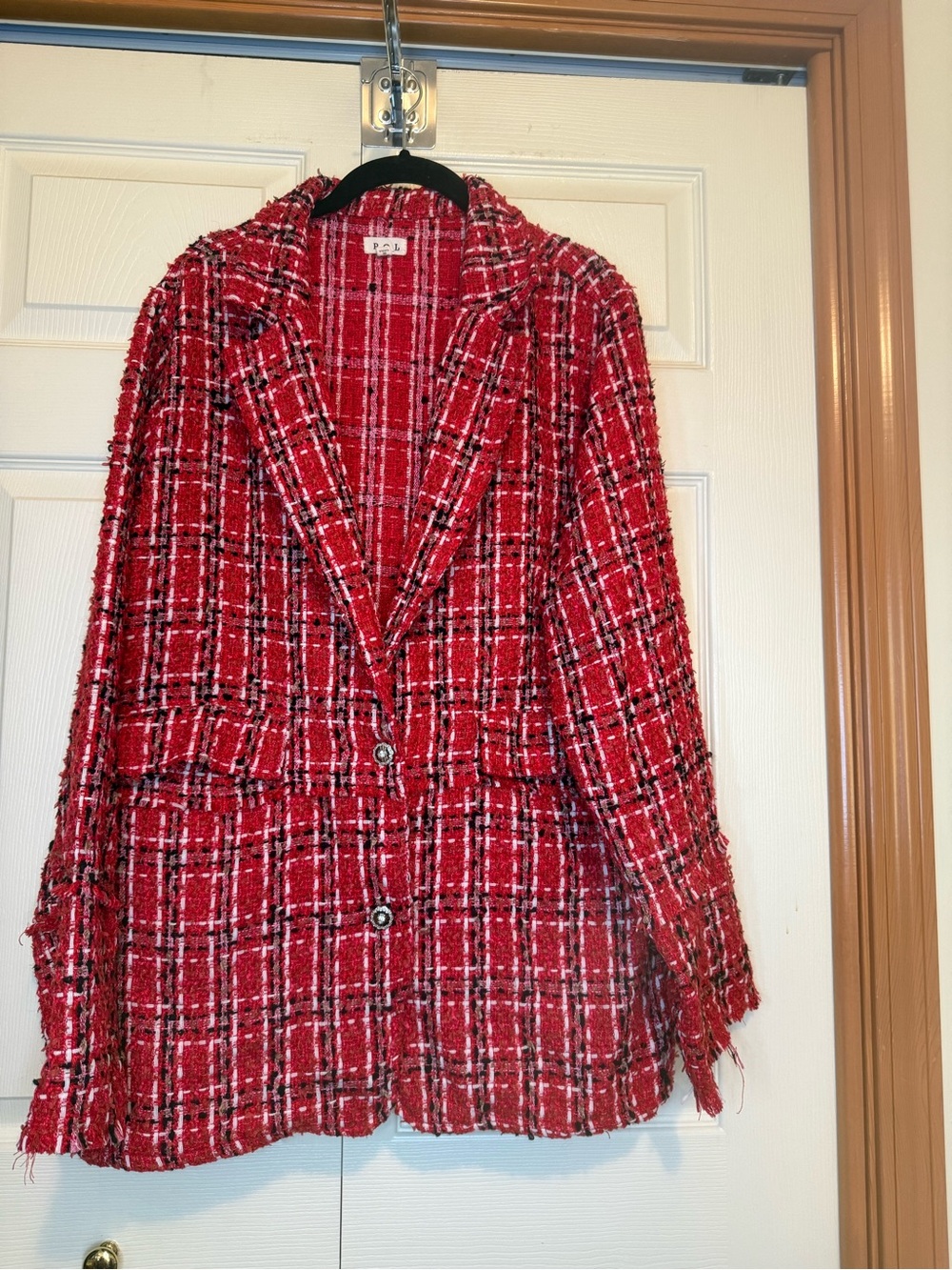 POL Evie Boucle Tweed Blazer Jacket - Oversize Style - M